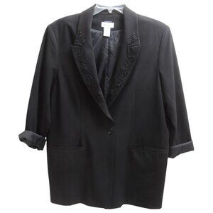 Avenue Stretch PLUS size 18 Black Formal Embellished Single Breast Blazer Jacket